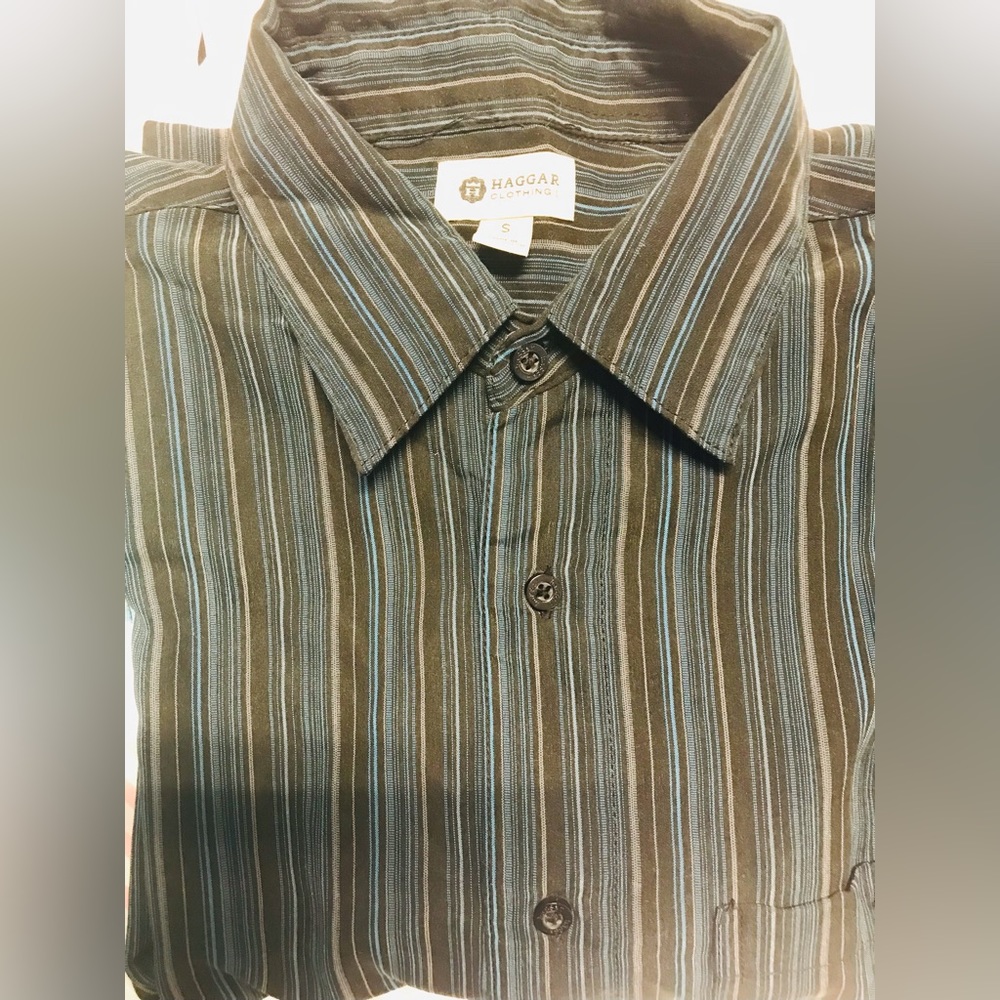 2 pcs MENS HAGGAR & AXIST long-sleeved dress shirt used very good condition - Picture 13 of 14